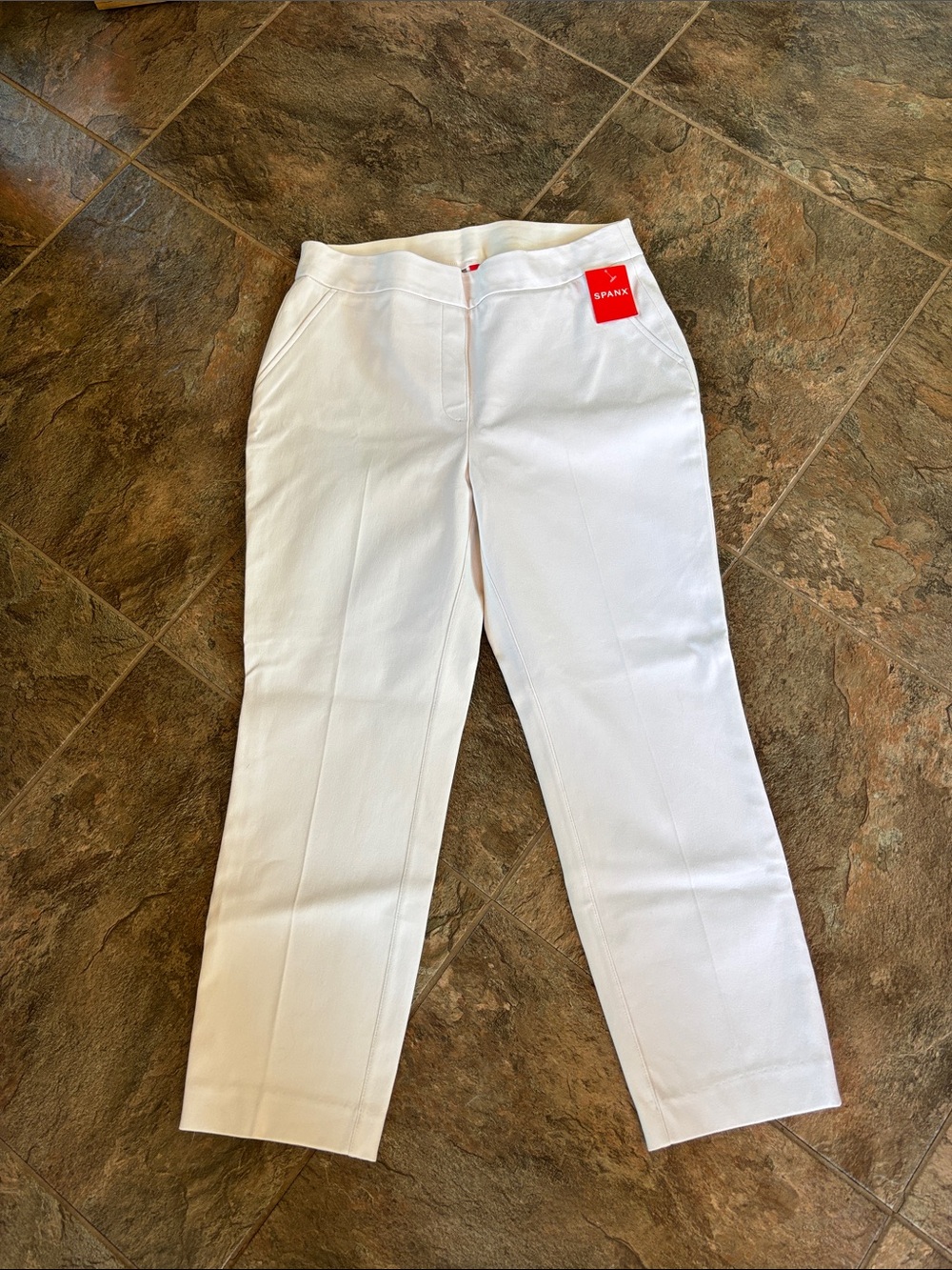 SPANX Women's On-The-Go Ankle Slim Straight Pants, White, Medium NWT